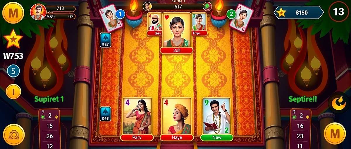 Card Duel India Gameplay Screenshot Card Duel India game interface showing players in an intense card battle with vibrant Indian-themed graphics