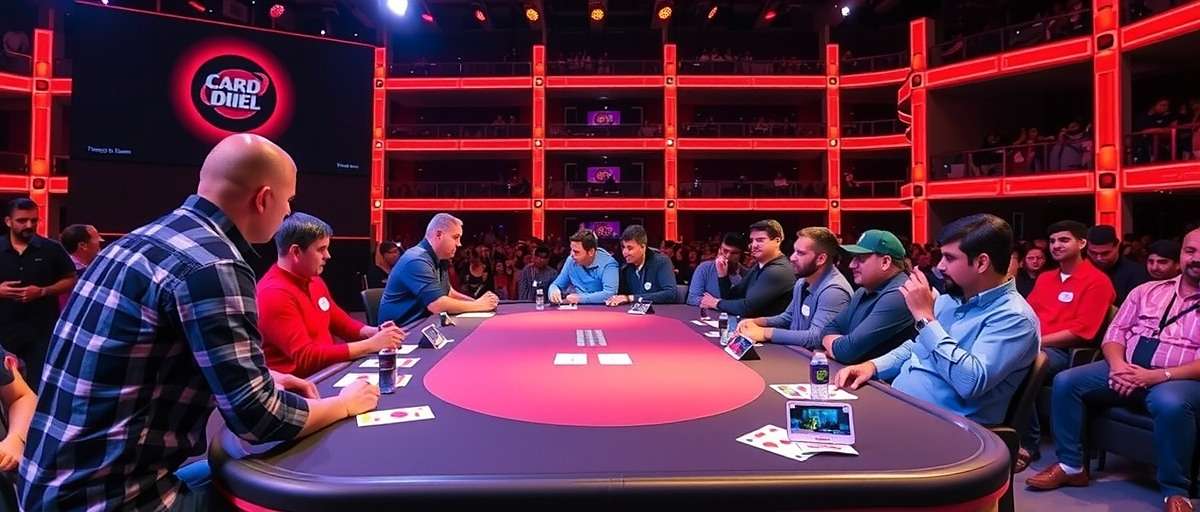 Card Duel India National Tournament Card Duel India tournament finals with Indian players competing on stage in front of a large crowd