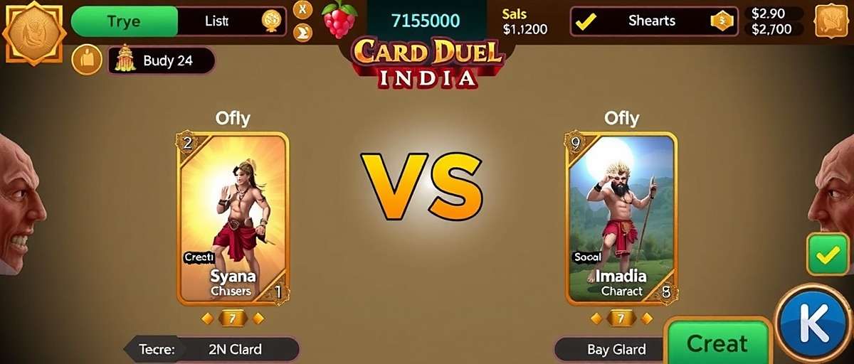 Card Duel India Battle Scene Card Duel India gameplay showing a激烈 card battle between two players with Indian mythological character cards