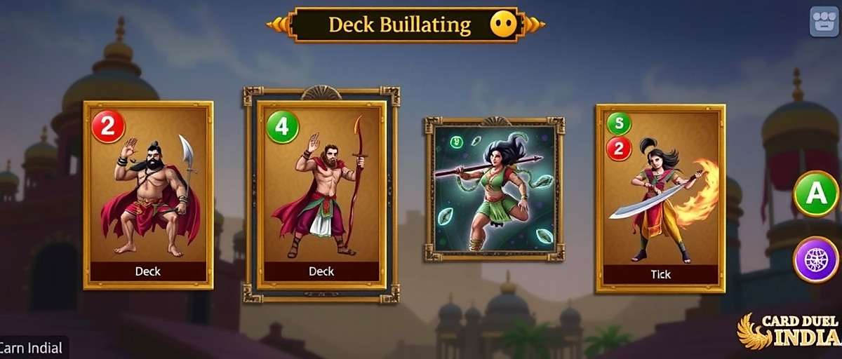Card Duel India Deck Building Card Duel India strategy guide showing deck building interface with Indian mythological character cards